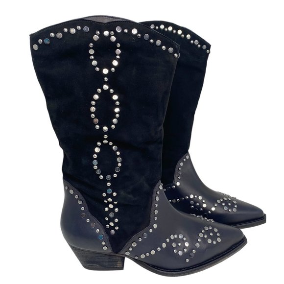 FREE PEOPLE Joelton Studded Western Boots size EU 38.5 / US 8 - Picture 2 of 15